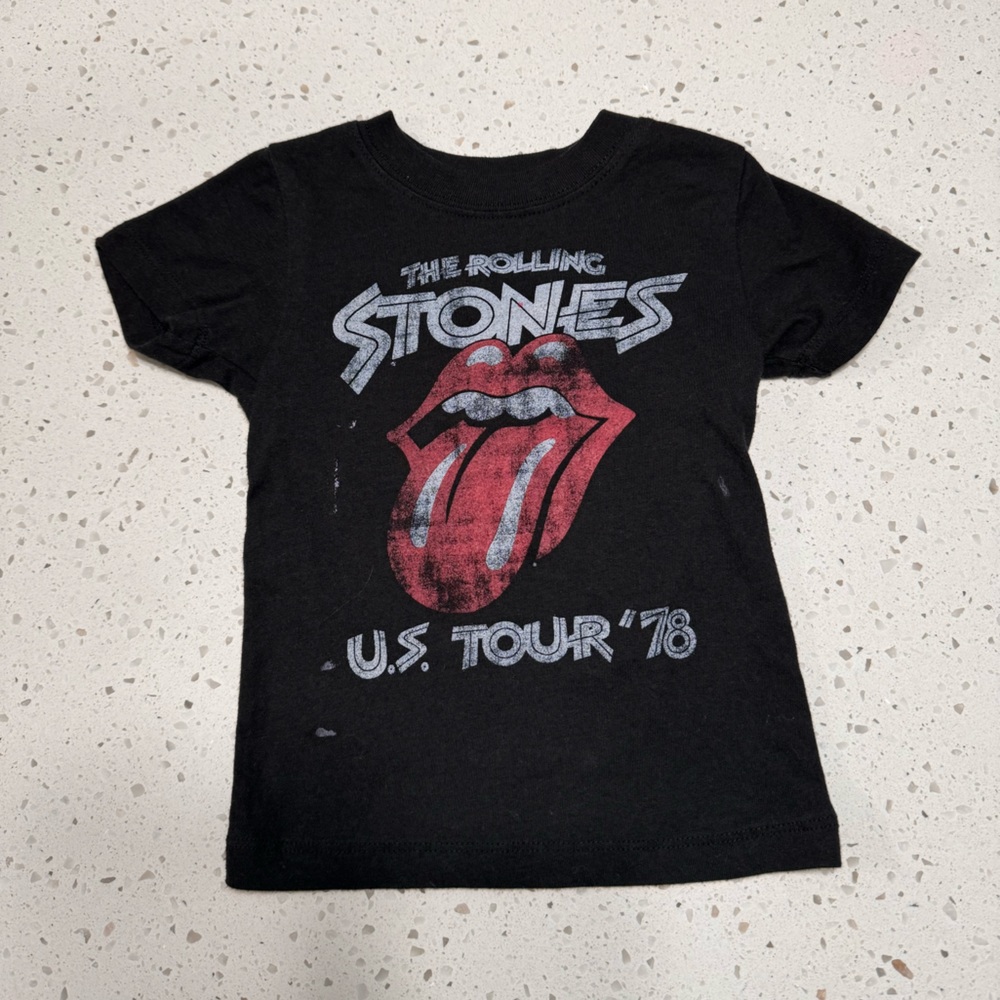 Kids Black Rolling Stone Short Sleeve Graphic Tee